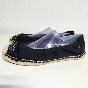 Vera Wang Simply Vera Women's Honeycrisp Black Canvas Flats Shoes Size 9.5 NEW